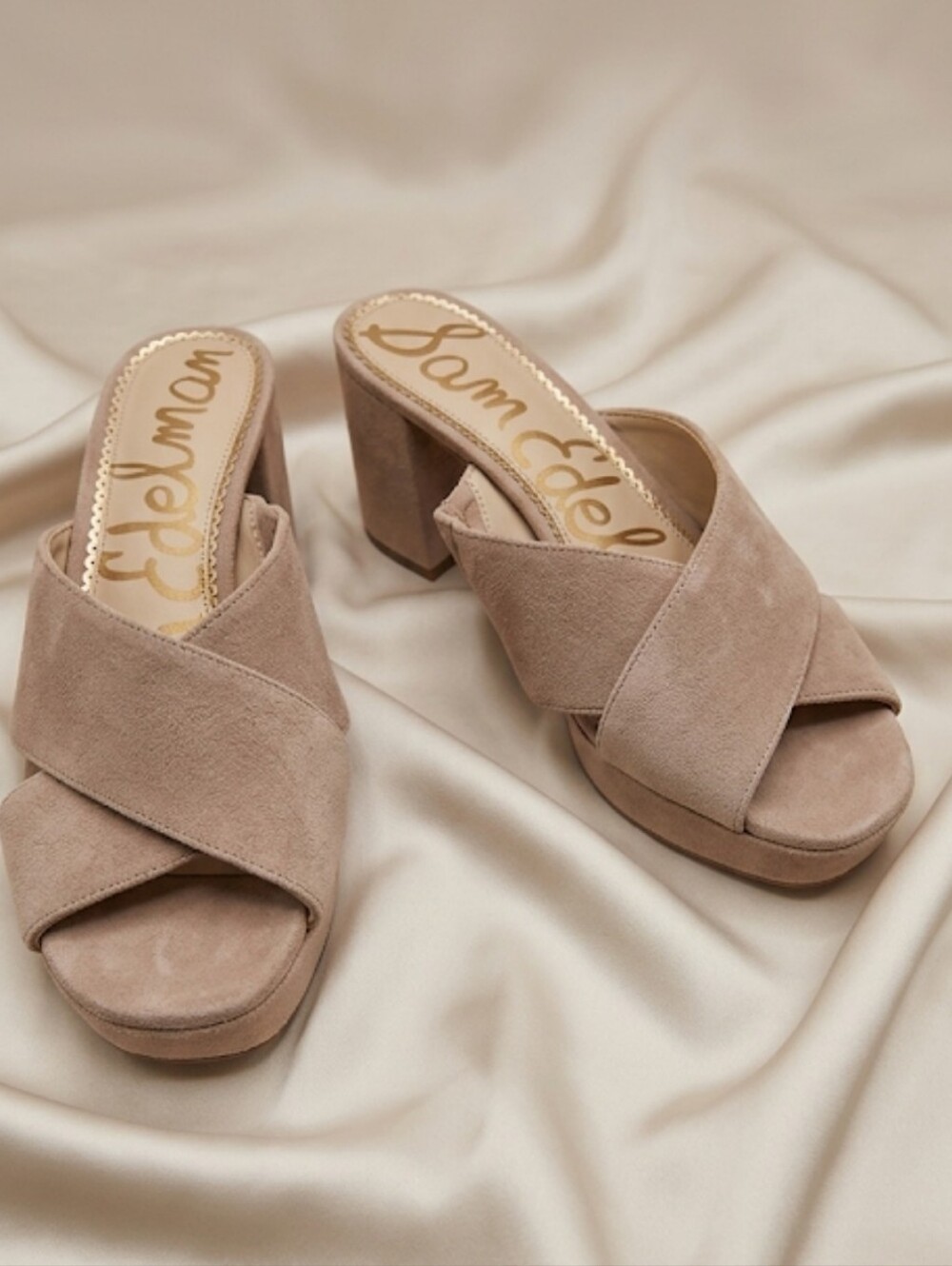 Sam Edelman Jayne Women's Wedge Sandals  Tan  Suede Size 10 Dusty Rose - Picture 2 of 8